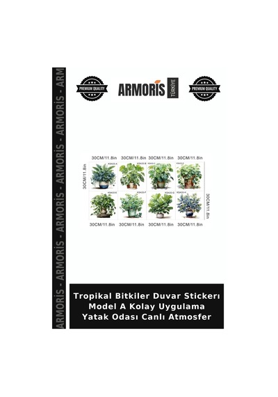 Tropikal Bitkiler Duvar Stickerı Model A Kolay Uygulama Yatak Odası Canlı Atmosfer Çok Renkli