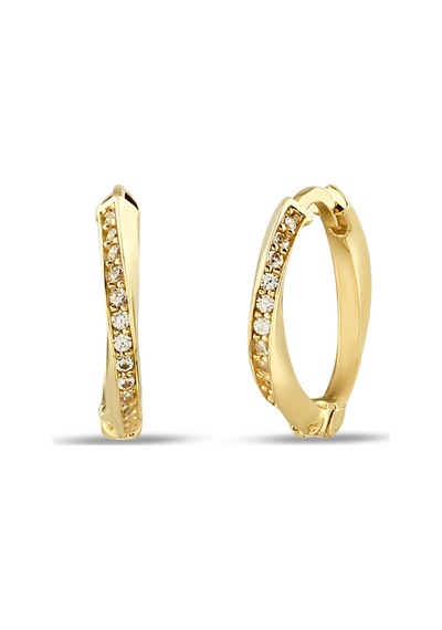 Debora Jewelry 14 Ayar Altın Zirkon Taşlı Halka Detay Küpe