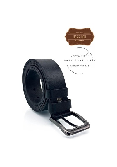 Sermoda 44 Mm Baskılı Kaliteli Suni Deri Erkek Kot Kemeri Siyah