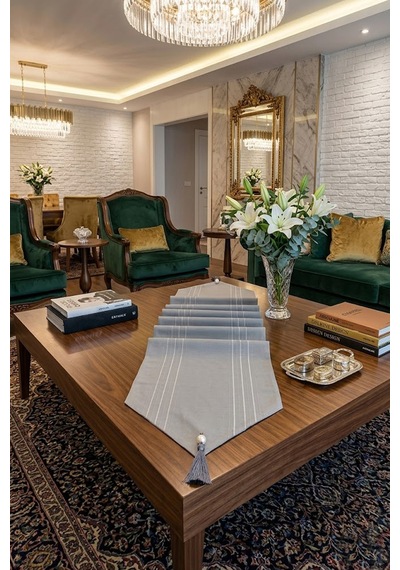 Çizgili Tek Runner, Colber Tek Runner 40x140cm Gri Diğer