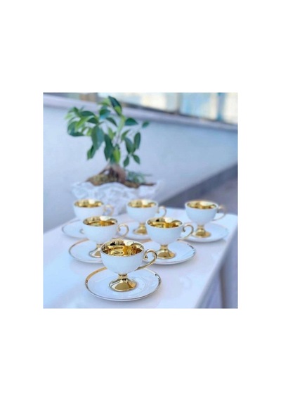 Kahve Fincanı Victoria Gold Beyaz 6 Kişilik Vogue-123-6526