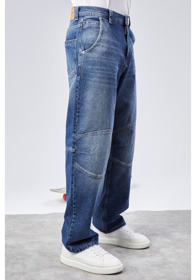 Cedy Denim Cedy Denım Yüksek Kalite Erkek Yüksek Bel Skater Baggy Jeanpantolon C362 Mavi