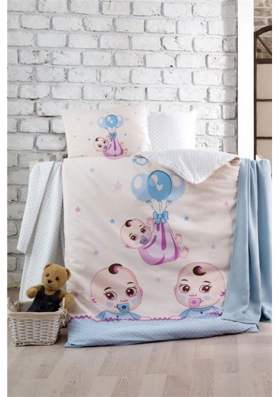 Kristal Ranforce Bebek Nevresim Takımı Babies Mavi