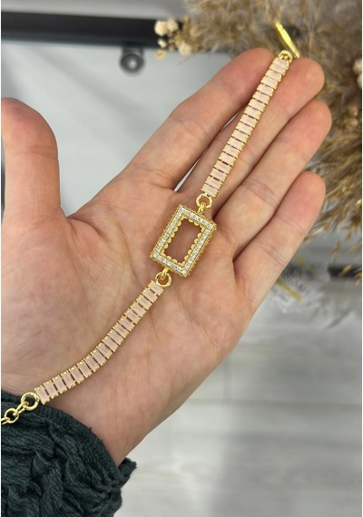 Gram Altınlık Soft Pembe Baget Bileklik 17.5+3 Cm Çok Renkli