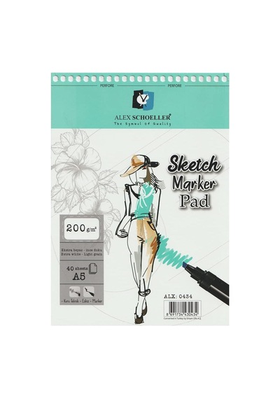 Alex Schoeller Sketch - Marker Pad A5 200 Gr. 40 Yp. Spiralli