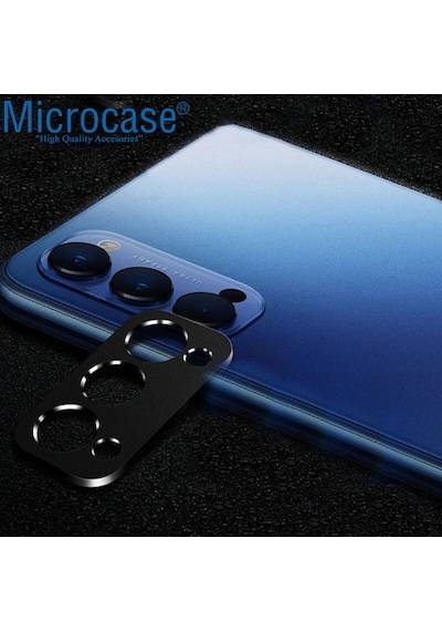 Oppo Uyumlu Reno 5 Pro (5G) Kamera Lens Halkası - Kapalı Tasarım Siyah