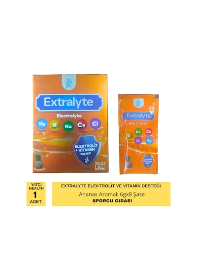 Yatcı Health Extralyte Electrolyte Elektrolit Ve Vitamin Desteği Ananas Aromalı 6gx8 Şase