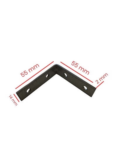 Cateksss Mobilya Dolap Köşe Bağlantı Sabitleme L Demir Gönye No:6 16x2x55x55 Mm - 4 Lü Paket Gri