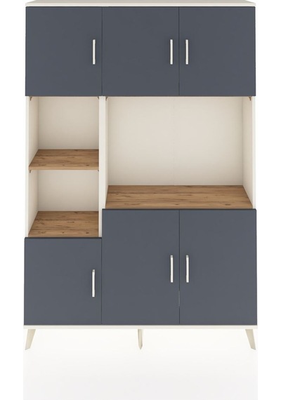 Arges Dolap 9 Raflı 6 Kapaklı 132x30x195 Aytaşı-antrasit/çam Aytaşı