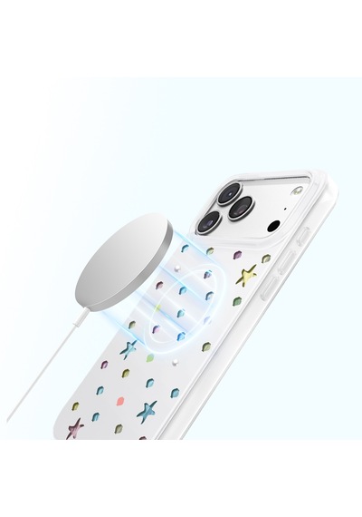 İphone 18 Pro Max Uyumlu Kılıf M-safe Şarj Özellikli Zore Paris Axen Sert Pc Kapak Beyaz