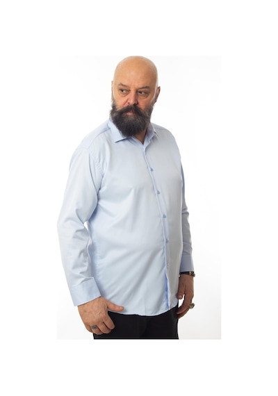 Dicotto Mavi 4 Drop Ekstra Büyük Yaka Rahat Kesim Micro Kumaş Kol Düğmeli Regular Fit Erkek Gömlek // 189-4-dc24x 001
