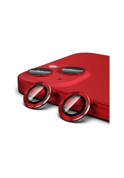 Microcase Apple Uyumlu iPhone 13 Kamera Camı Lens Koruyucu Halka Set Kırmızı