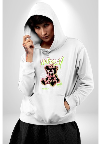 Bugün Değil Kadın Erkek Beyaz Kapüşonlu Sweatshirt Hoodie Beyaz
