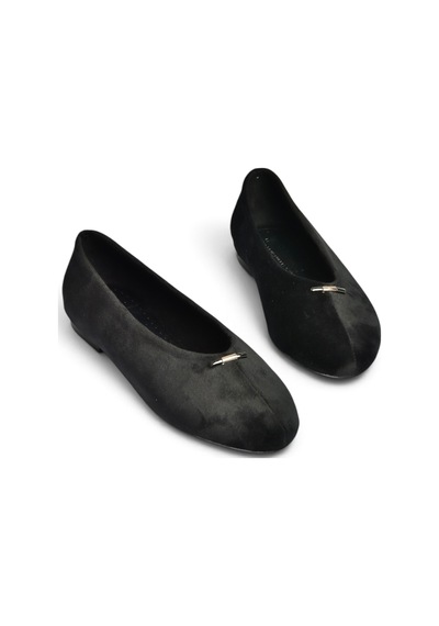 Fox Shoes Z820704102 Siyah Süet Toka Detaylı V Kesim Babet