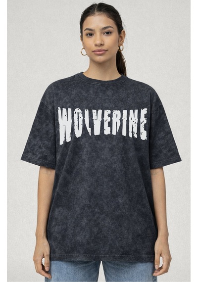 Tasarım Wolverine Film Kahramanı Sırt Baskılı Unisex Oversize Esk Siyah