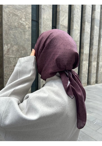 Qalortex Scarf Pamuklu Soft İnci Desen Eşarp-vişne Çürüğü antrasit