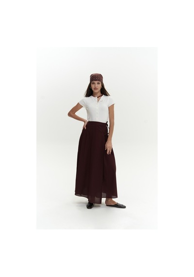 Mai Collection Mai Studios Co. Aida İp Detay Pileli Bordo Etek Bordo