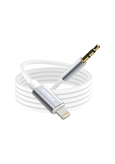 Syrox DT24l-J Lightning  3.5 MM AUX 1 M Dönüştürücü Ses Kablosu Beyaz