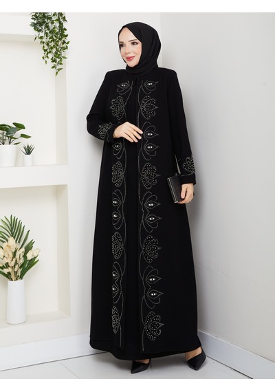 Eslemnur Lalezar Elbise Büyük Beden Anne Elbisesi Siyah