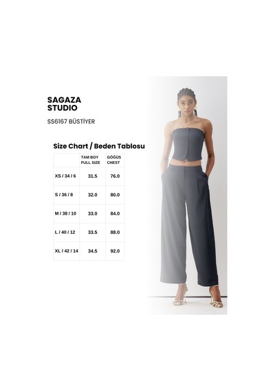 Sagaza Studio Ss6167 Straplez Fermuarlı Body Lacivert