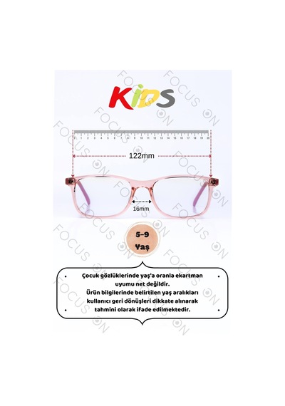 Focus On KS007-C14-EKRAN Pembe 5-9 Yaş Mavi Işık Filtreli Çocuk Ekran Gözlüğü