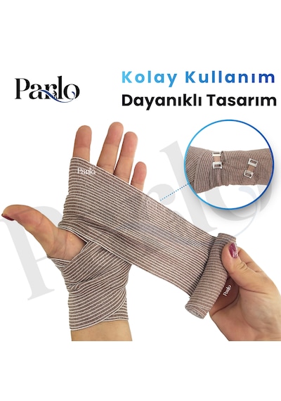 Parlo Elastik Bandaj 3 Lü Set 10-15-20 Cm %300 Esnek, 4,5 M Ye Kadar Uzayan, Metal Kancalı Destek Sargı Seti