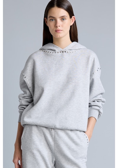 Defacto Boxy Fıt Kapüşonlu İşlemeli Kalın Sweatshirt I3345ax26wngr93 Gri-gr93