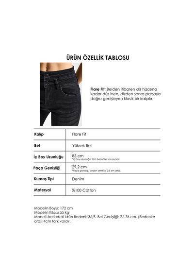 Itsbasic Kadın Koyu Füme 2s6-1 Flare Fit Esnek Elastan Kumaş Denim Jean