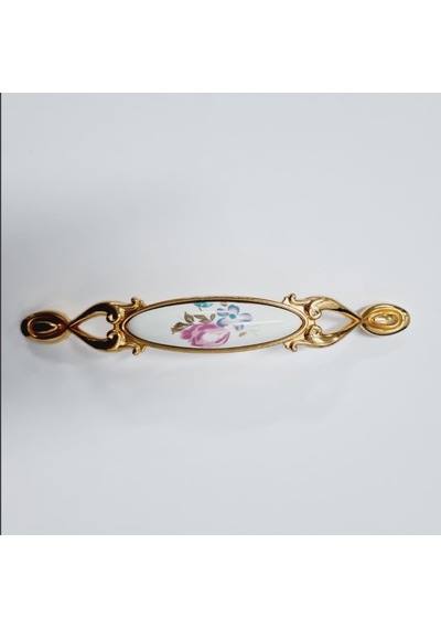 Miray 96 Mm Metal Gold Porselen Çiçek Desenli / 5 Adet Altın