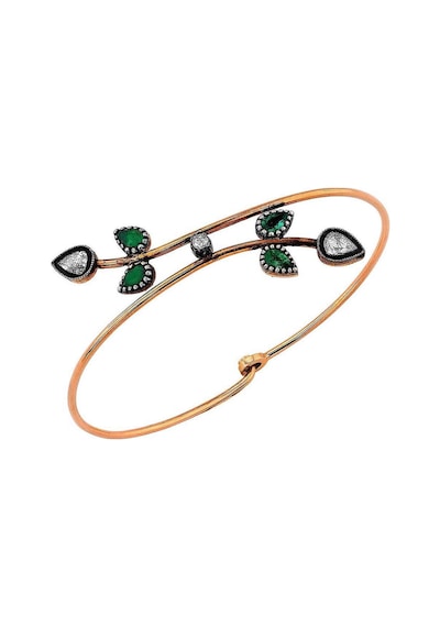 Zümrüt Yapraklı Kelepçe Ek021 Rose Gold