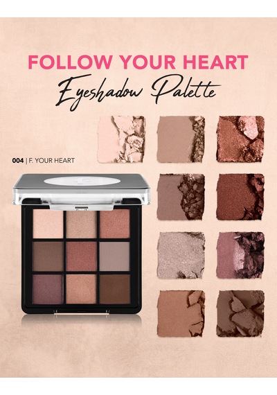 Kremsi Dokulu & Mat Bitişli/ışıltılı 9'lu Kompakt Göz Farı Paleti 8682536121149 004followyourheart