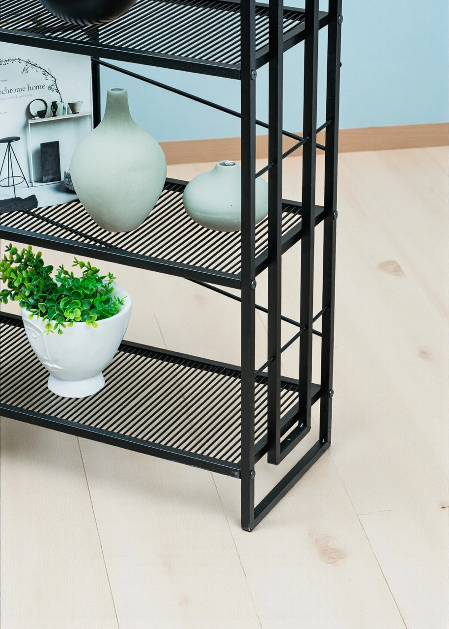 Dekoratif Siyah Metal Kitaplık 6 Raflı Çok Amaçlı Stand Salon Ve Çalışma Odası Düzenleyici Siyah Dekoratif Siyah Metal Kitaplık 6 Raflı Çok Amaçlı Stand Salon Ve Çalışma Odası Düzenleyici Siyah