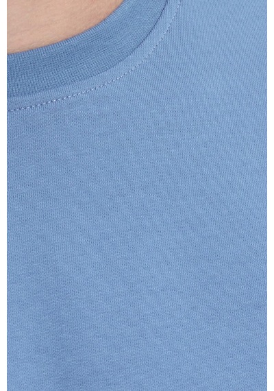 Tudors Erkek Relax Fit Rahat Kesim %100 Pamuk 2 İplik Bisiklet Yaka Mavi Sweatshirt-41518