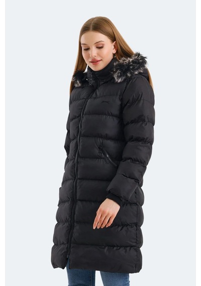 Slazenger Garlic In Kadın Puffer Uzun Şişme Mont Siyah