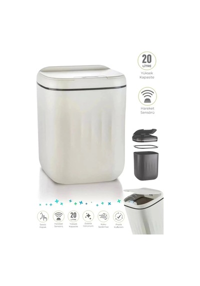 Akıllı Sensörlü Çöp Kovası 20l - Uv Işık & Koku Geçirmez Otomatik Mutfak Ofis Banyo K Standart