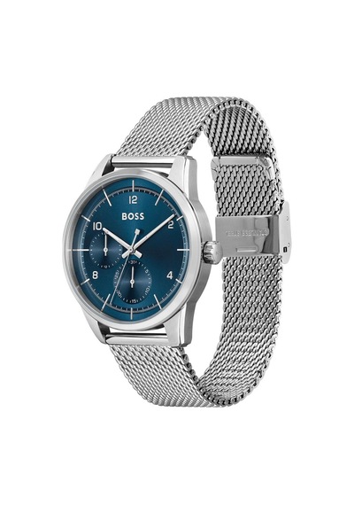 Hugo Boss HB1513942 Hasır Metalik Gri Mavi Kadran 42 mm Erkek Kol Saati