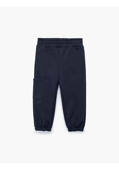 Koton Beli Lastikli Şardonlu Cepli Jogger Eşofman Altı Lacivert 7wmb40056tk