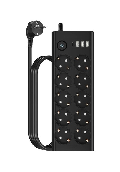 Çoklu Priz 10 Lu + 3 Usb + 1 Type-c 3680w 16a Anahtarlı Akım Korumalı Uzatma Prizi 2 Metre Kablo F