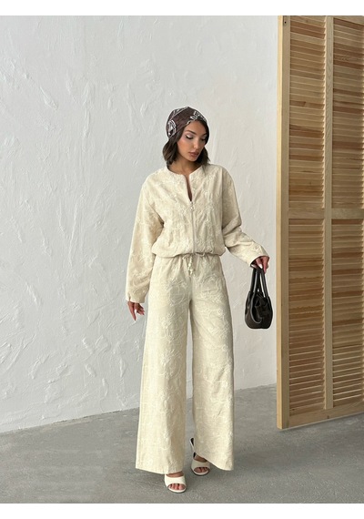 Verymoda Çiçek Nakışlı Fermuarlı Ceket F1948 Taş