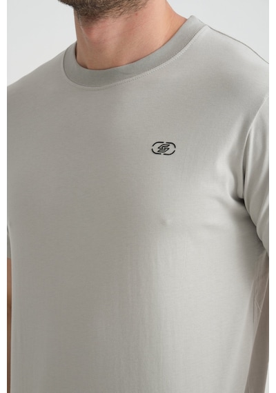 Shooter Sportwear Shooter Erkek T-shirt Nefes Alabilen Esnek Pamuklu Kumaş Regular Kalıp Minimal Logolu Gri