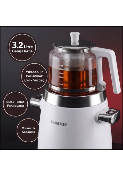 Kumtel HSAM-01 3.2 L Elektrikli Isı Ayarlanabilir Semaver