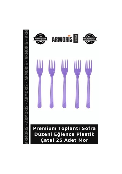 Premium Toplantı Sofra Düzeni Eğlence Plastik Çatal 25 Adet Mor