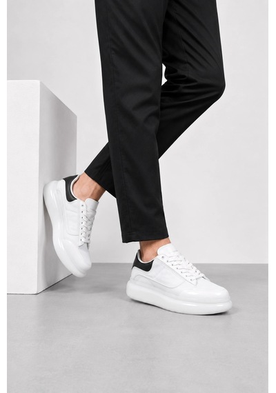 Ht Hotin Palermo Erkek Kalın Taban Sneaker Modern Günlük Spor Ayakkabı - Beyaz