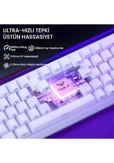 Aula Hero 68 He Manyetik Klavye Rapid Trigger Black King Switch 8000hz Rgb Tkl Hot Swap Oyuncu Klavyesi Beyaz