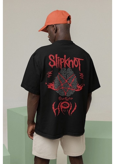 Slipknot Prepare Baskılı Unisex Oversize Rock Metal Tişört Siyah