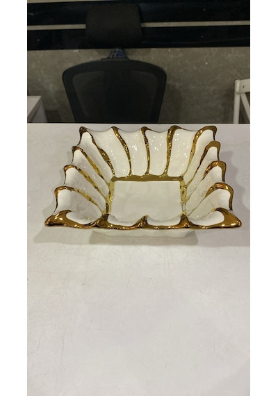 20 Cm Kare Kase Beyaz-gold