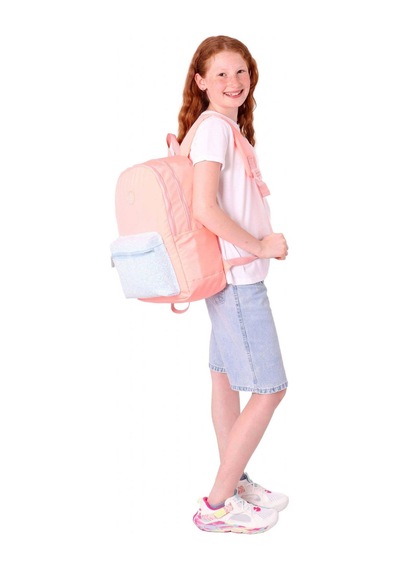 Kaukko Bright Kız Çocuk Taşlı Somon Üç Bölmeli Okul Çantası - K1810 Somon