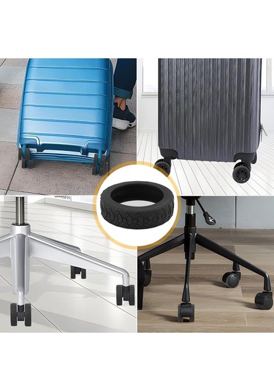 Microcase Silikon Aşınmaya Dayanıklı Ses Önleyici Bavul Tekerlek Kılıfı Tırtıklı Kalıp-al4549 4 Adet Siyah