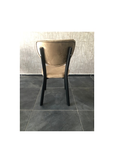Familieconcept Rita Serisi, 1 Adet Cappucino Renk Elma Model Mutfak Sandalyesi, Yemek Sandalyesi Siyah Metal Ayak Cappuccino