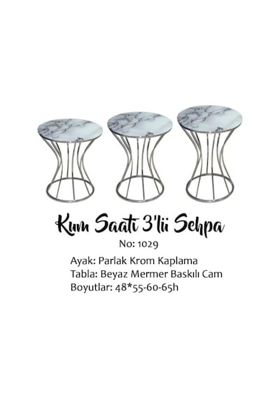 Brc Kum Saati Zigon Beyaz Mermer Desen Metal Çelik Gümüş Renk Kap